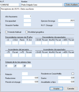 Gestion de Perceptores Datos Auxiliares ERP Gextor